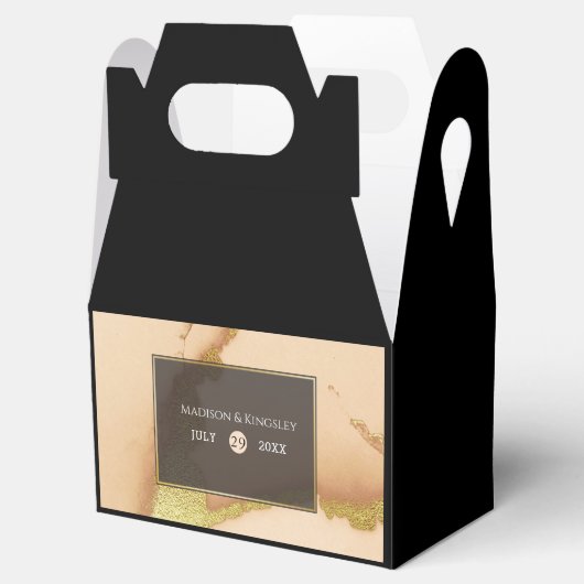 Modern Coral Abstract 💡 Inky Oil Wedding Bedankdoosjes (Geopend)