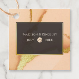 Modern Coral Abstract 💡 Inky Oil Wedding Bedankjes Labels