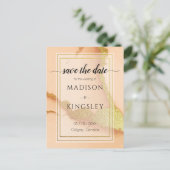 Modern Coral Abstract 💡 Inky Oil Wedding Briefkaart (Staand voorkant)