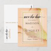 Modern Coral Abstract 💡 Inky Oil Wedding Briefkaart (Voorkant / Achterkant)