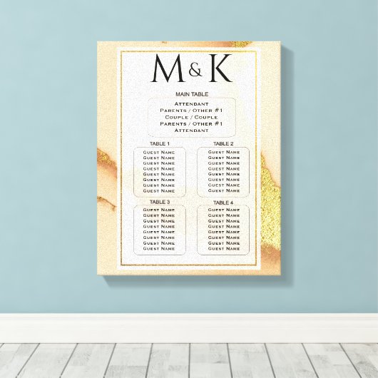 Modern Coral Abstract 💡 Inky Oil Wedding Canvas Afdruk (Insitu (Houten vloer))