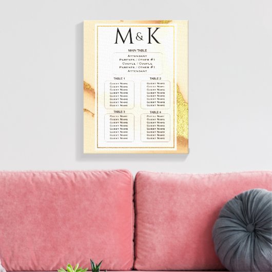 Modern Coral Abstract 💡 Inky Oil Wedding Canvas Afdruk (Insitu (Woonkamer))