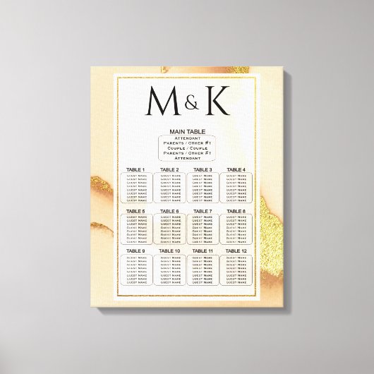 Modern Coral Abstract 💡 Inky Oil Wedding Canvas Afdruk (Voorkant)