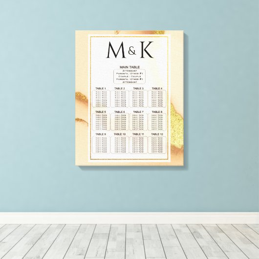 Modern Coral Abstract 💡 Inky Oil Wedding Canvas Afdruk (Insitu (Houten vloer))