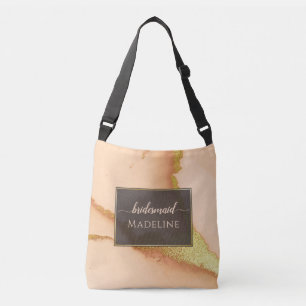 Modern Coral Abstract 💡 Inky Oil Wedding Crossbody Tas