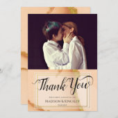 Modern Coral Abstract 💡 Inky Oil Wedding Kaart (Voorkant / Achterkant)