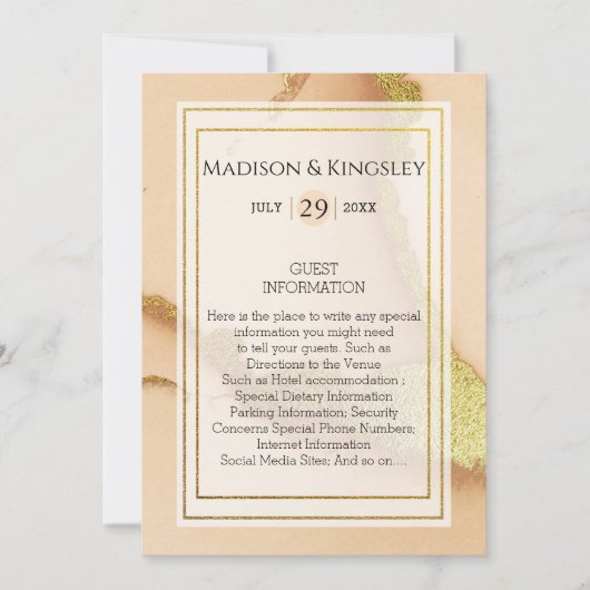 Modern Coral Abstract 💡 Inky Oil Wedding Kaart (Voorkant)