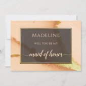 Modern Coral Abstract 💡 Inky Oil Wedding Kaart (Voorkant)