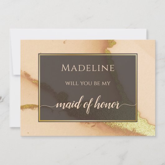 Modern Coral Abstract 💡 Inky Oil Wedding Kaart (Voorkant)