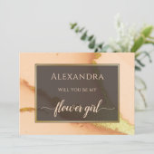 Modern Coral Abstract 💡 Inky Oil Wedding Kaart (Staand voorkant)