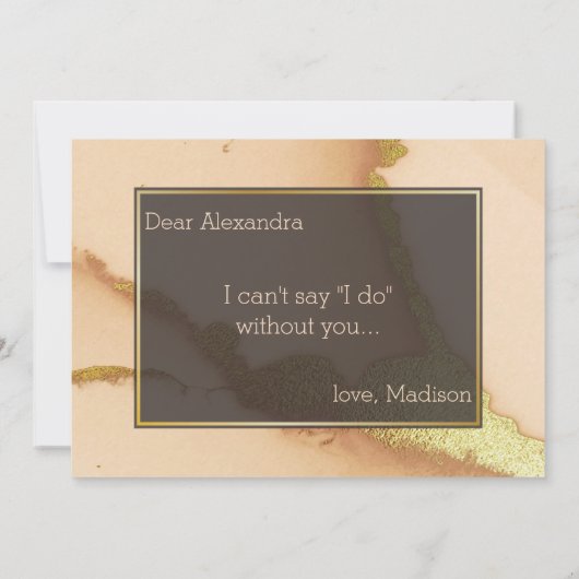 Modern Coral Abstract 💡 Inky Oil Wedding Kaart (Achterkant)