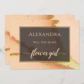 Modern Coral Abstract 💡 Inky Oil Wedding Kaart (Voorkant / Achterkant)