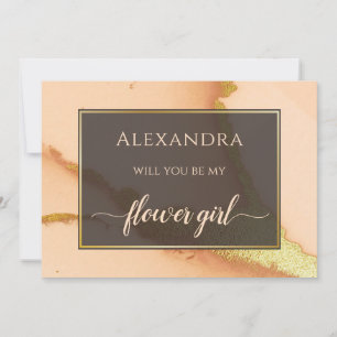 Modern Coral Abstract 💡 Inky Oil Wedding Kaart