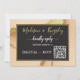 Modern Coral Abstract 💡 Inky Oil Wedding Kaart