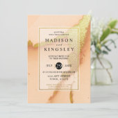 Modern Coral Abstract 🌸 Inky Oil Wedding Kaart (Staand voorkant)