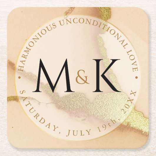 Modern Coral Abstract 💡 Inky Oil Wedding Kartonnen Onderzetters (Voorkant)