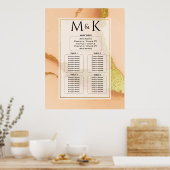 Modern Coral Abstract 💡 Inky Oil Wedding Poster (Keuken)