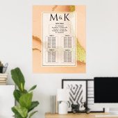 Modern Coral Abstract 💡 Inky Oil Wedding Poster (Thuiskantoor)