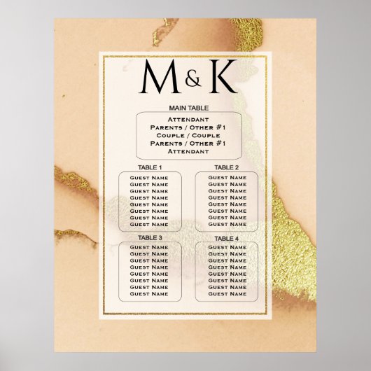 Modern Coral Abstract 💡 Inky Oil Wedding Poster (Voorkant)