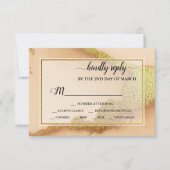 Modern Coral Abstract 💡 Inky Oil Wedding RSVP Kaartje (Voorkant)