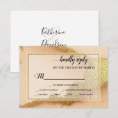 Modern Coral Abstract 💡 Inky Oil Wedding RSVP Kaartje (Voorkant / Achterkant)