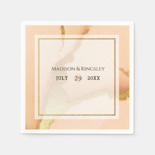 Modern Coral Abstract 💡 Inky Oil Wedding Servet (Voorkant)