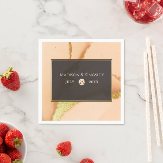 Modern Coral Abstract 💡 Inky Oil Wedding Servet (Insitu)