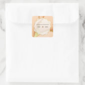 Modern Coral Abstract 💡 Inky Oil Wedding Vierkante Sticker (Tas)