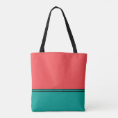 Modern Coral and Aquamarine Monogram Tote Bag (Achterkant)
