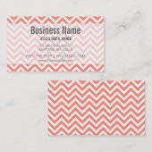 Modern Coral and White Chevron Pattern Visitekaartje (Voorkant / Achterkant)