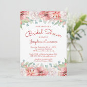 Modern Coral Blush Roze Bloemen Vrijgezellenfeest Kaart (Staand voorkant)