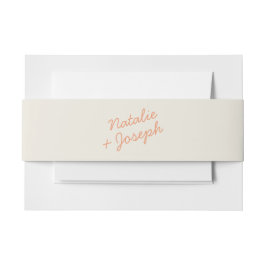Modern Coral Cream Whimsical Summer Wedding  Uitnodigingen Wikkel