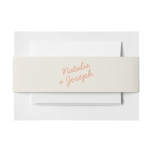 Modern Coral Cream Whimsical Summer Wedding  Uitnodigingen Wikkel (Voorkant Voorbeeld)