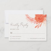 Modern Coral Floral  Wedding RSVP Card (Voorkant)
