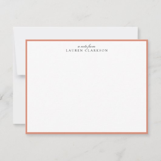 Modern Coral Frame Personalized Note Card Kaart (Voorkant)