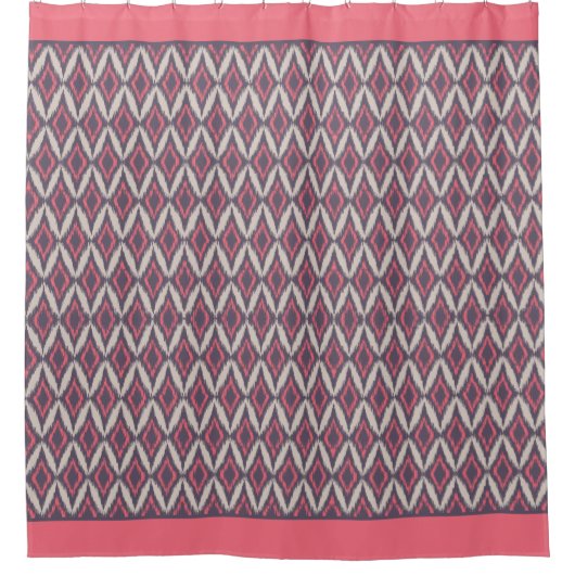 Modern Coral Gray Ikat Pattern Douchegordijn (Voorkant)