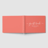 Modern Coral Minimalist Script Wedding Guest Book Gastenboek (Volledig)
