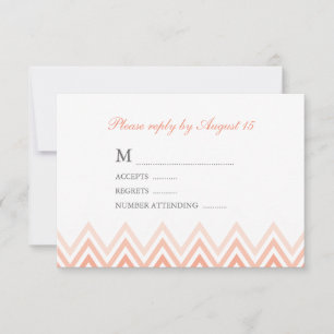Modern Coral Ombre Chevrons Response Kaarten RSVP Kaartje