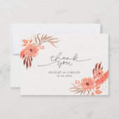 Modern Coral Orange Floral Terracotta Wedding Bedankkaart (Voorkant)