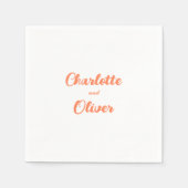 Modern Coral Orange Script Wedding  Servet (Voorkant)