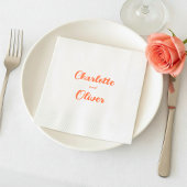 Modern Coral Orange Script Wedding  Servet