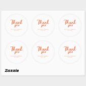 Modern Coral Orange Wedding Thank You Ronde Sticker (Vel)