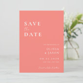 Modern Coral Pink Minimal Wedding Save The Date (Staand voorkant)