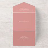 Modern Coral Pink QR Code Elegante bruiloft All In One Uitnodiging (Buitenkant)