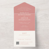 Modern Coral Pink QR Code Elegante bruiloft All In One Uitnodiging (Binnen)