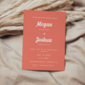 Modern Coral Pink Script Wedding Kaart