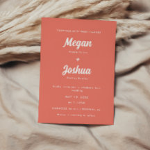 Modern Coral Pink Script Wedding
