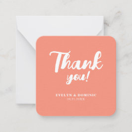 Modern Coral Pink Wedding Budget Thank You Notitiekaartje