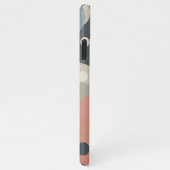 Modern Coral Red Beige Grijs Blauw Kunstpatroon iPhone Hoesje (Rechterkant)