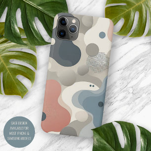 Modern Coral Red Beige Grijs Blauw Kunstpatroon iPhone 11Pro Max Hoesje
